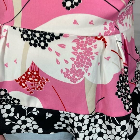 New York & Company Pink and Black Flora Top - Picture 5 of 9